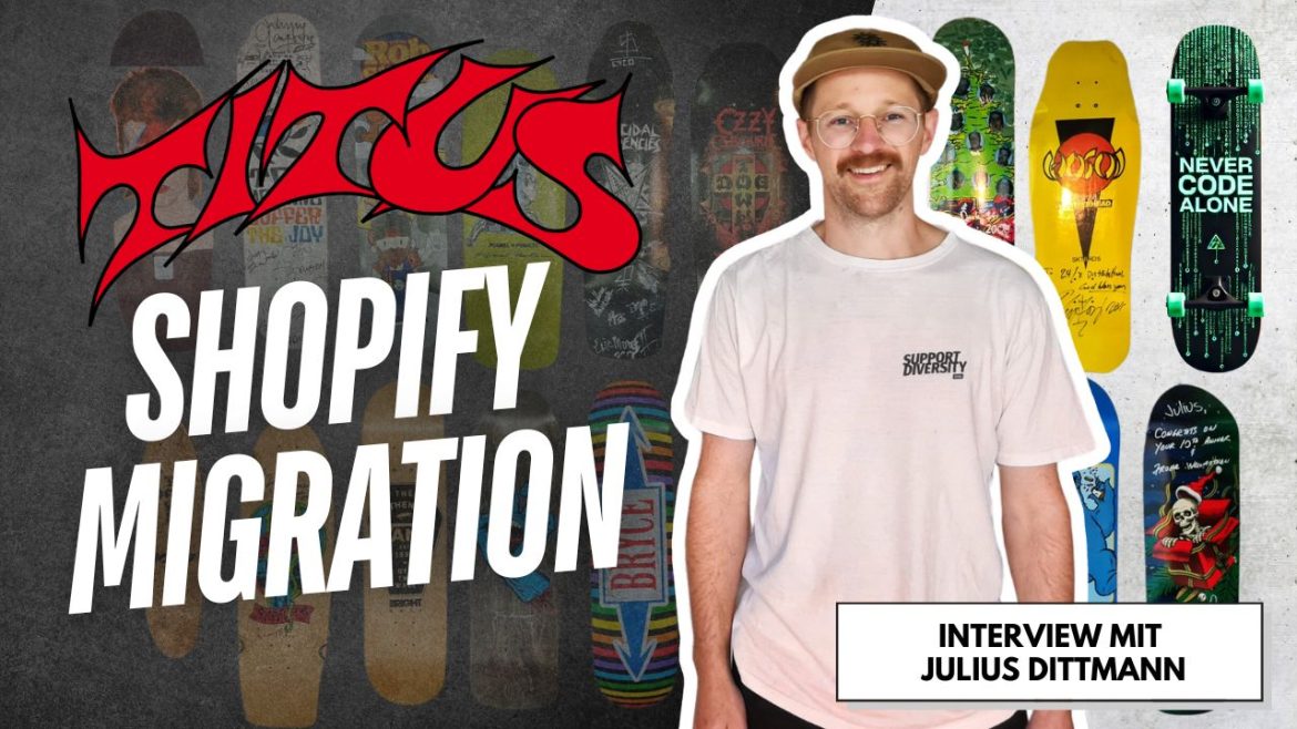 Julius Dittmann mit Schriftzug "Shopify Migration" YouTube Thumbnail