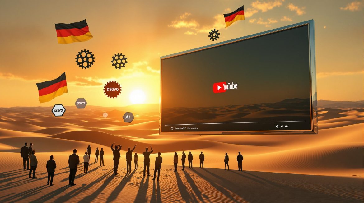 Große YouTube-Anzeige mit DeutschlandGPT Live Interview und Publikum-Schatten Große YouTube-Anzeige mit DeutschlandGPT Live Interview und Publikum-Schatten