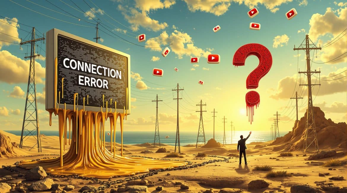 Surrealer Dalí-Stil: Schmelzender Computer zeigt Verbindungsfehler Vodafone Surrealer Dalí-Stil: Schmelzender Computer zeigt Verbindungsfehler Vodafone