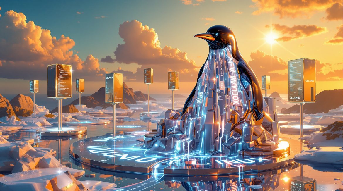 Surrealistisches Dalí-Bild: Linux-Pinguin verwandelt sich in KI-Netzwerke