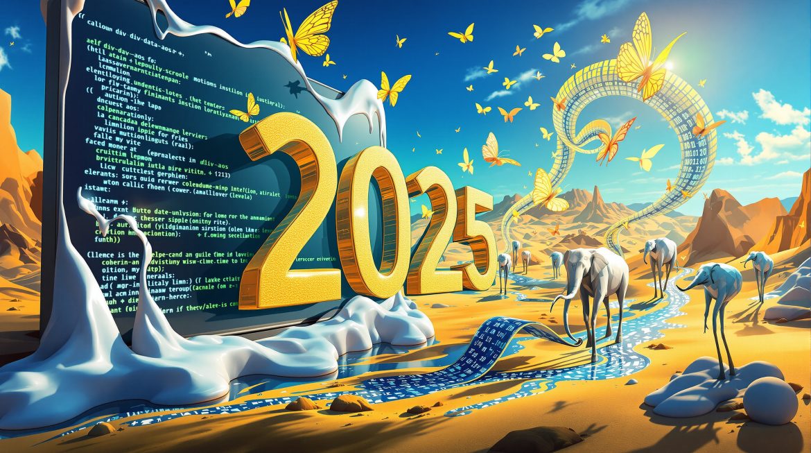 Surreale Darstellung von HTML-Code der sich in fließende Animationen wandelt Surreale Darstellung von HTML-Code der sich in fließende Animationen wandelt