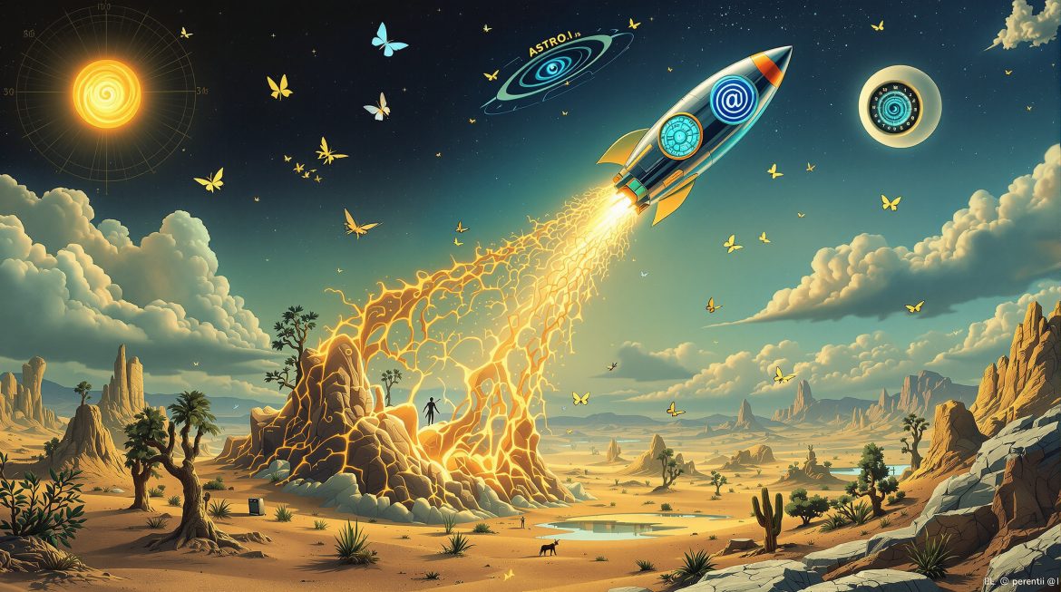 Surreale Astro-Rakete mit OpenAI-Integration im Salvador Dalí Stil Surreale Astro-Rakete mit OpenAI-Integration im Salvador Dalí Stil