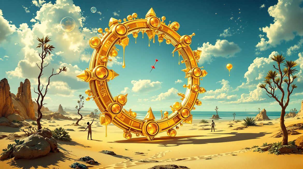 Surrealer n8n-Workflow mit Endlosschleife und leuchtender Data-Pinning-Lösung