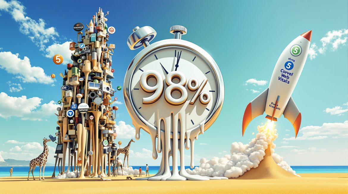 Surreale Darstellung: Hyvä Theme beschleunigt Magento 2 Performance dramatisch Surreale Darstellung: Hyvä Theme beschleunigt Magento 2 Performance dramatisch