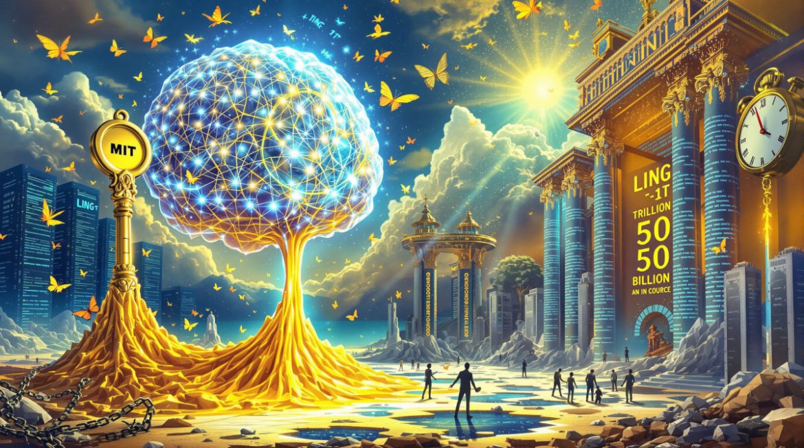 Surreale Darstellung von Ling-1T: Open Source KI befreit sich von Vendor-Lock