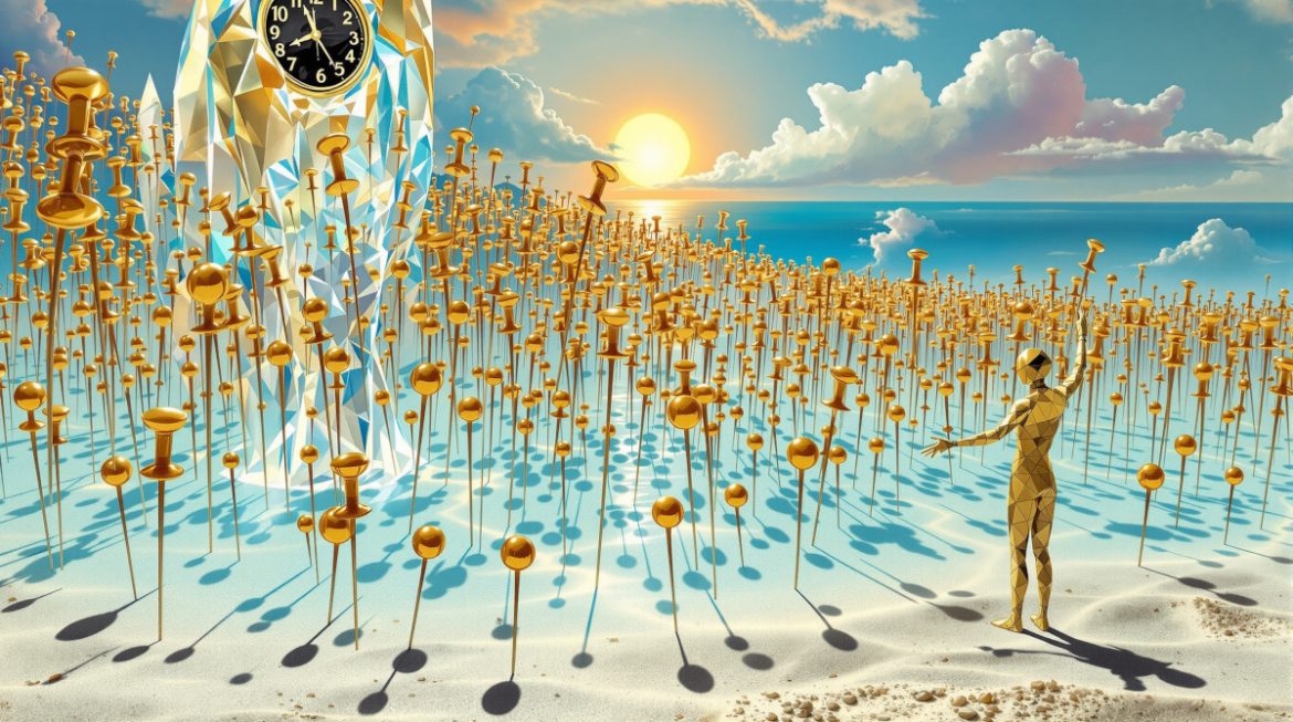 Workflow mit Pin-Wald und befreite Duplikat-Kopie im surrealen Dalí-Stil