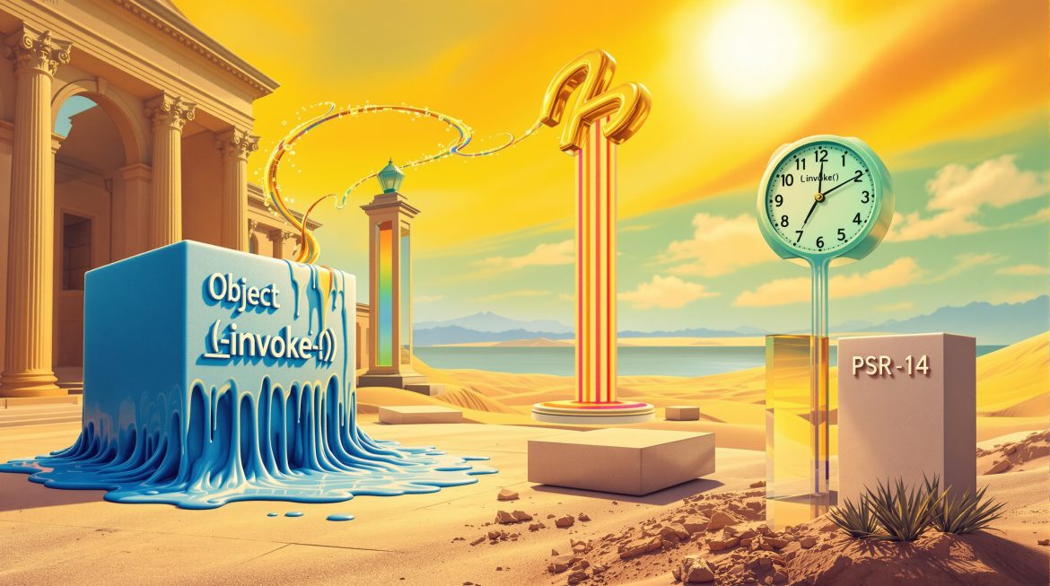 Surreales Bild: PHP-Objekte verwandeln sich in aufrufbare Funktionen mit Dalí-Stil
