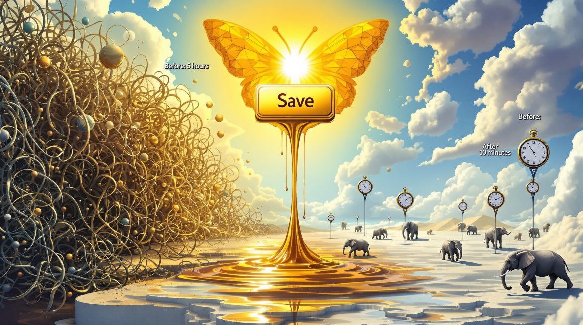 Surreale Darstellung: Code wird durch Format on Save automatisch formatiert