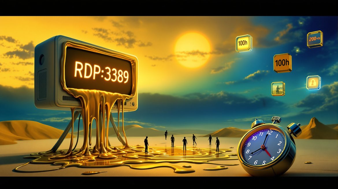 Schmelzender Monitor mit RDP-Port und Honeypot fängt Hacker-Silhouetten ein