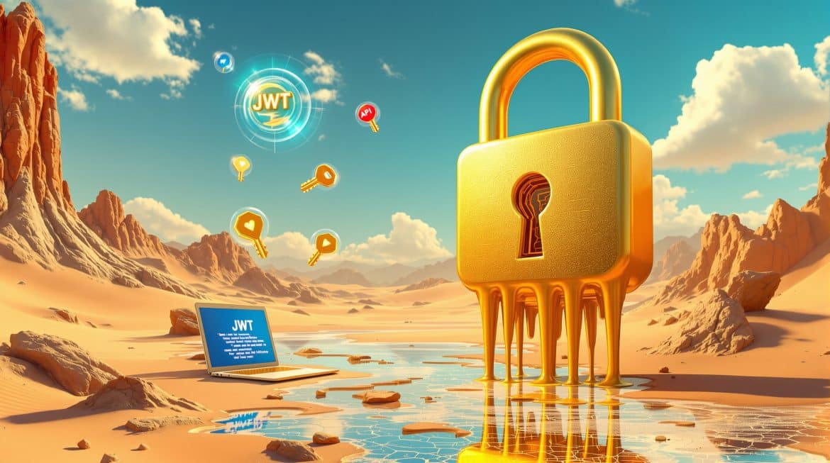 Surreales Bild: Schmelzendes Schloss mit Astro-Logo schützt API-Endpunkte