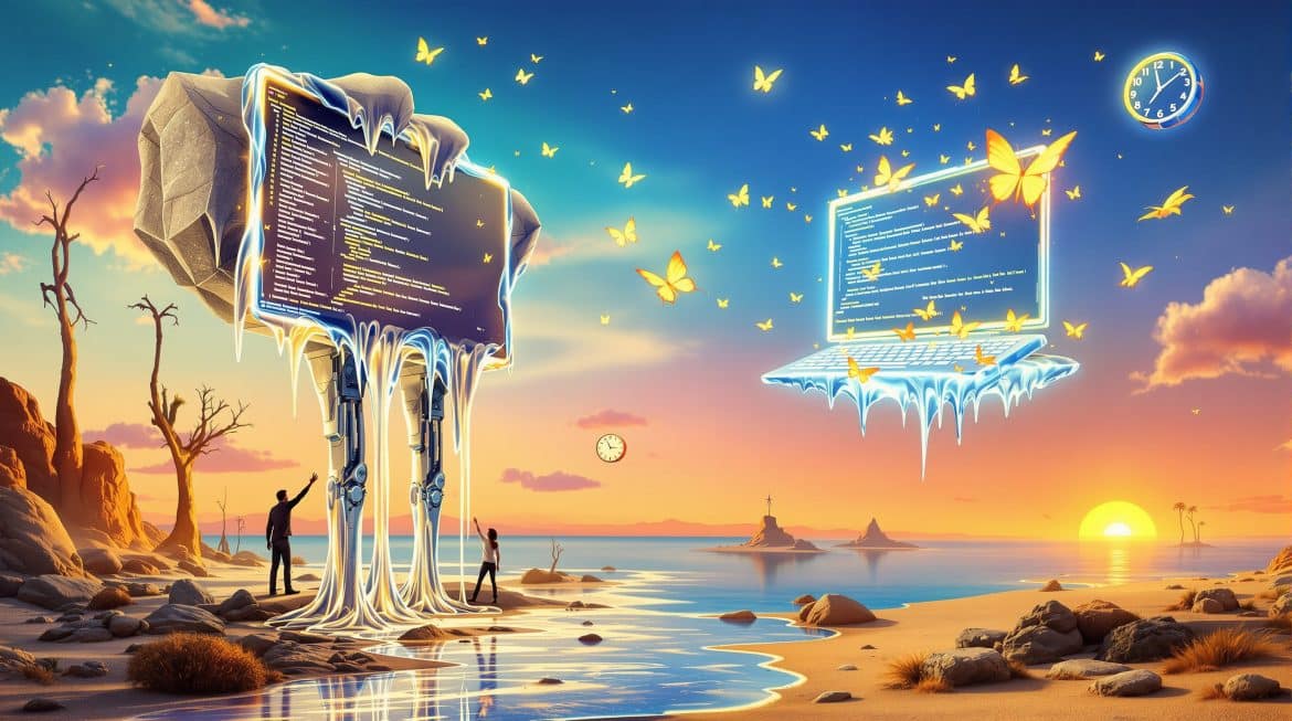 Surreales Bild: Cursor IDE transformiert Coding, VS Code schmilzt zu AI-Editor