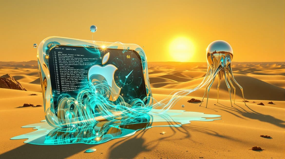 Ghostty Terminal auf macOS mit GPU-Beschleunigung im surrealen Dalí-Stil