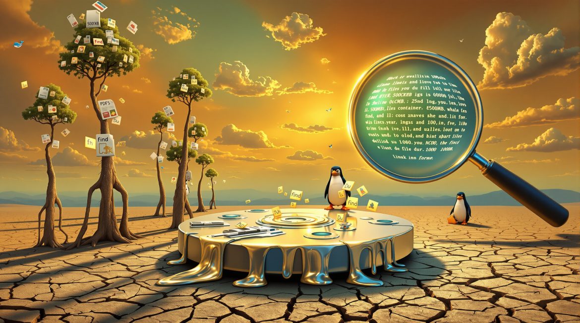 Surreale Darstellung: Schmelzende Festplatte mit File-Icons auf dünnen Beinen