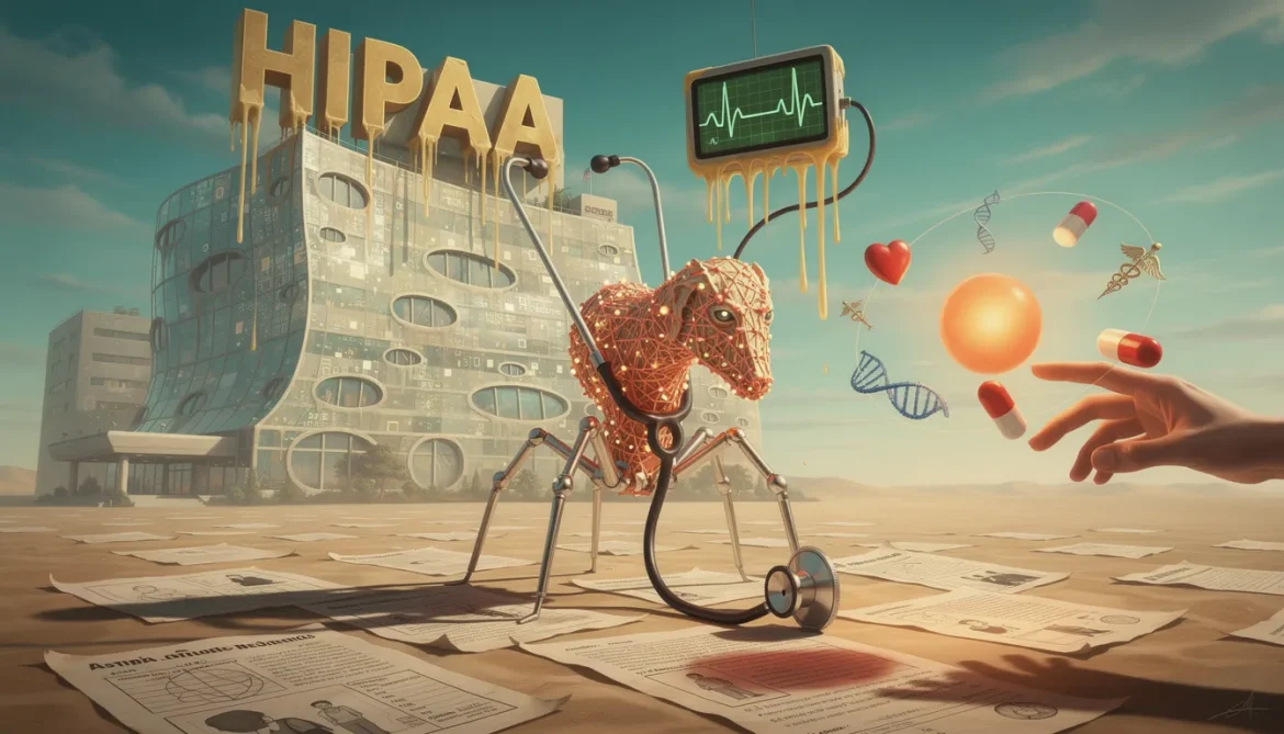 Surreales Stethoskop mit KI-Elementen verbindet Medizin und digitale Zukunft