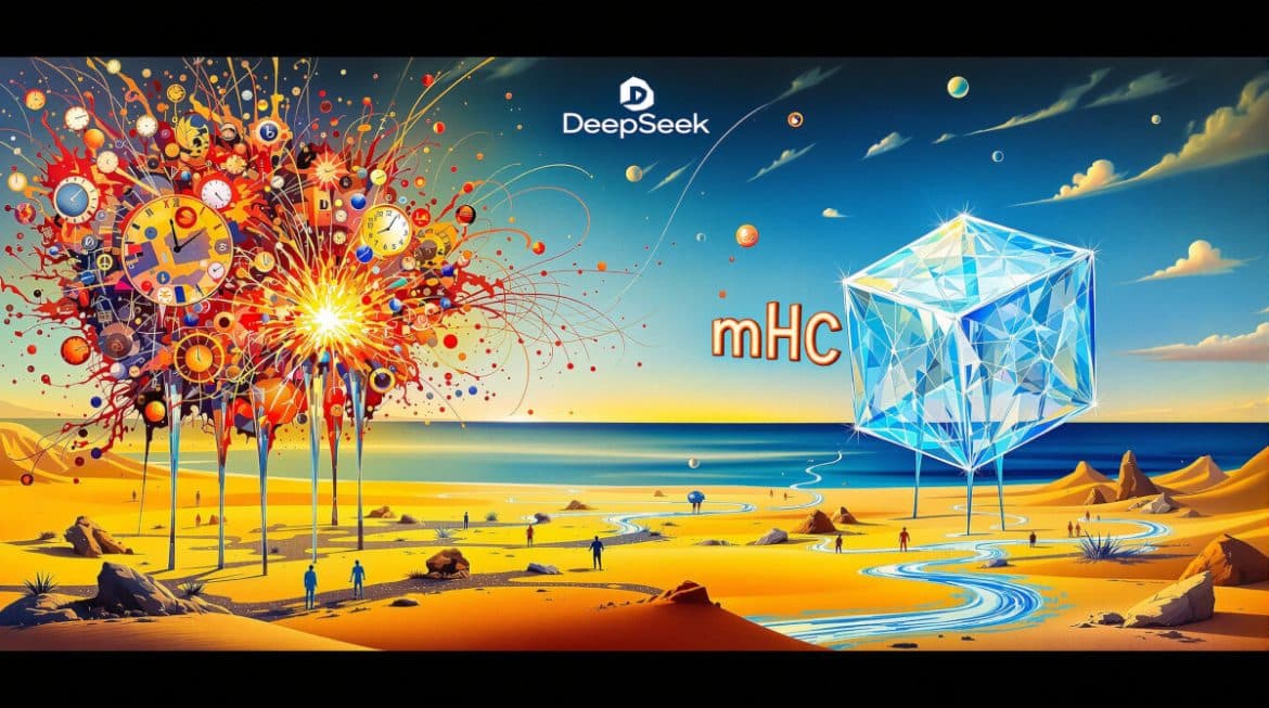 Surreale Dalí-Darstellung: Chaotische Signale werden durch mHC-Polytop stabilisiert