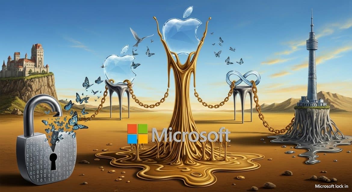 Surreales Dalí-Bild: Microsoft-Logo schmilzt, Apple und Open Source erheben sich