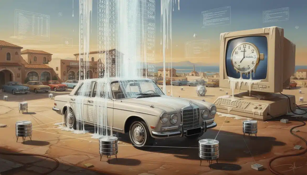 Surreales Bild: Auto verwandelt sich in CSV-Datenstrom im Dalí-StilTeilenArtefakteAlles herunterladenFlux image promptDokument · MD Seo metadatenDokument · MD Blog post mobile de csvDokument · MD ProjektinhaltBlog PostVon dir erstelltFüge PDFs, Dokumente oder andere Texte hinzu, um sie in diesem Projekt als Referenz zu verwenden.