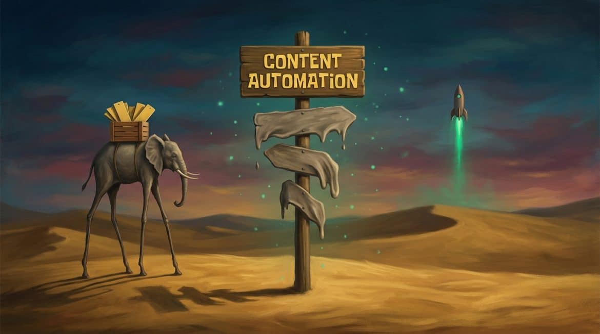 Goldene Wüste, Wegweiser Content Automation, alte Schilder schmelzen